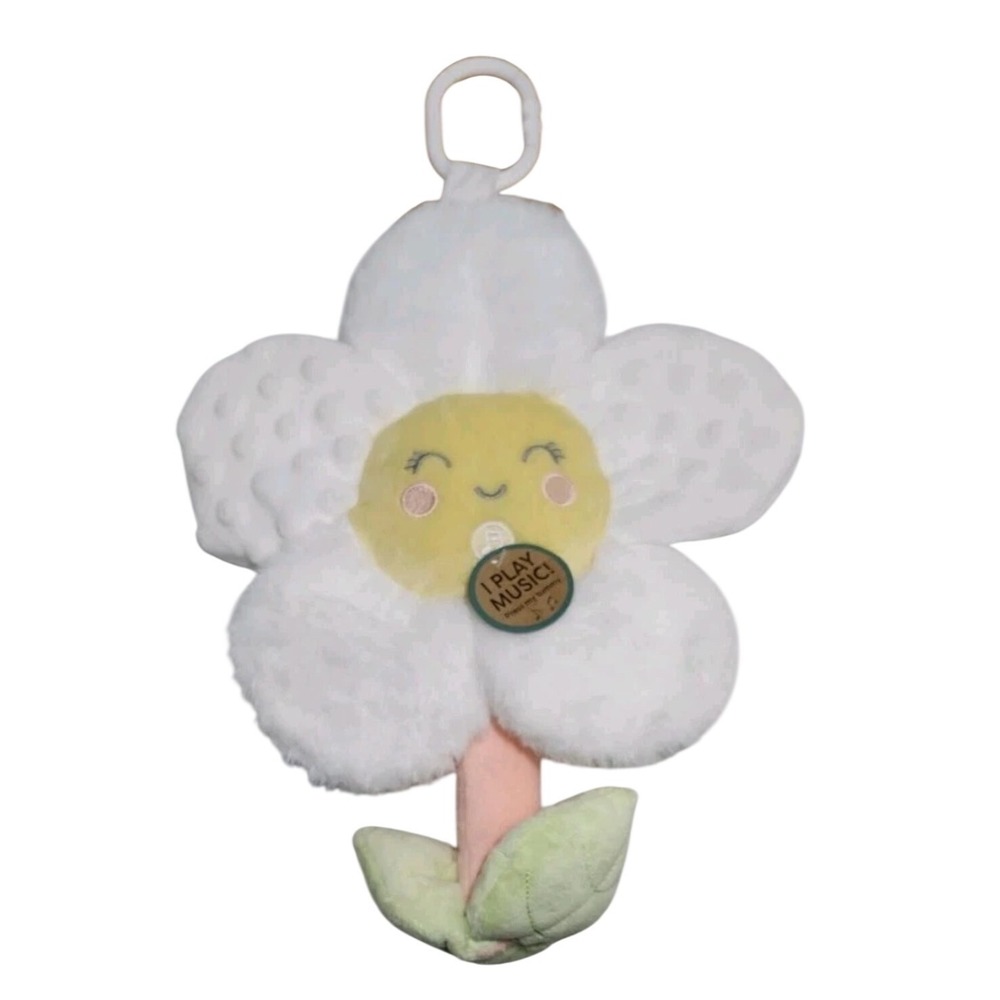 NWT Dreamgro Baby White Daisy Flower Lovey Plush Musical Soothing Stroller Toy
